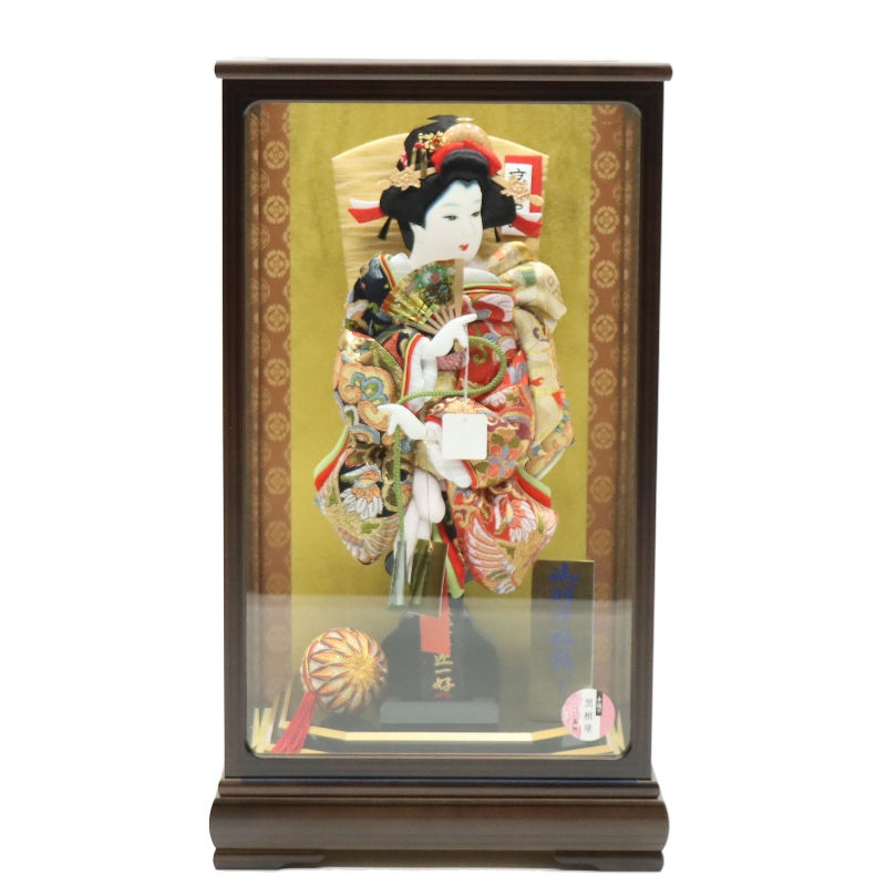 羽子板 ケース飾り さや 13号 匠一好 純金正絹京みやび 高さ54cm 黒檀塗りケース (2024-ys191) ケース入り お正月飾り 初節句 お祝い