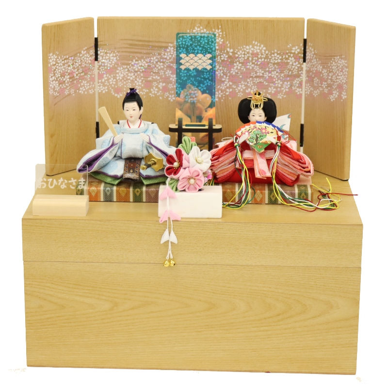 雛人形 収納飾り 美琴 豆親王 親王 つまみ細工 2025-tg102 幅38cm 親王収納 2人 ひな人形 お雛様 桃の節句 節句 お祝い インテリア