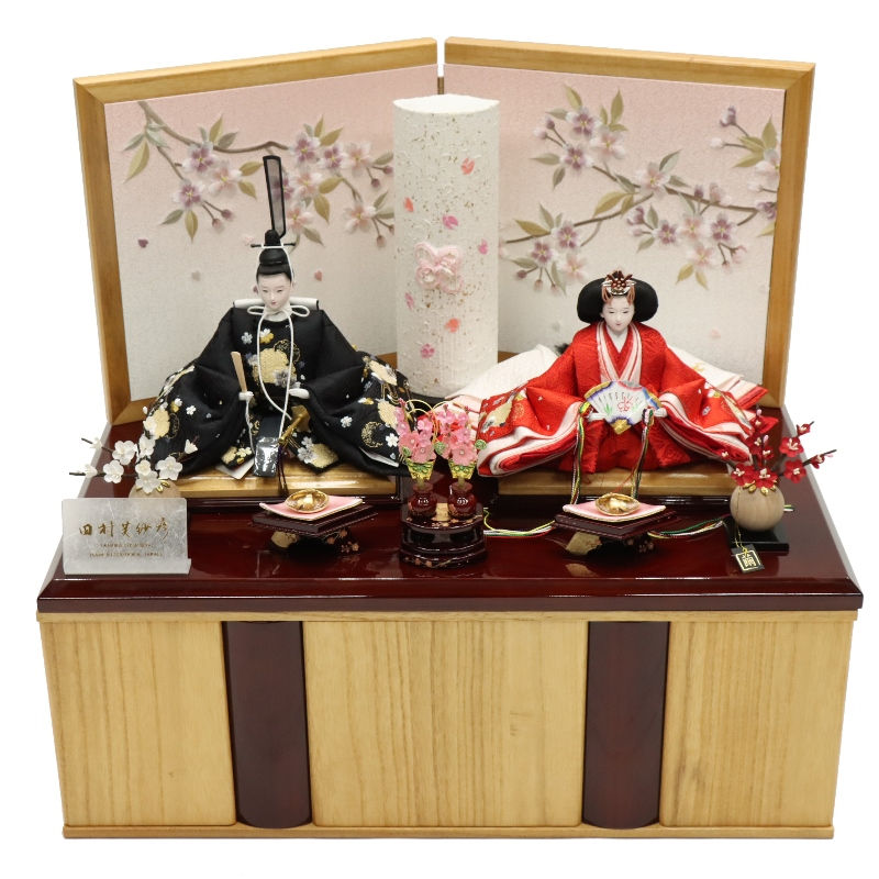 雛人形 収納飾り 春乃音 田村芙紗彦 京十一番 親王 雪輪桜刺繍 あずさ収納 2025-yg027 幅60cm 収納飾 2人 ひな人形 お雛様 桃の節句 節句 お祝い インテリア｜さくらソレイユ　店