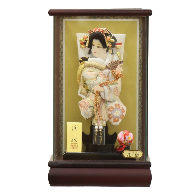 羽子板 ケース飾り 春麗 8号 高さ36cm 帯地 銘木 花梨パノラマケース (2025-ts015) 押絵振袖羽子板 ケース入り お正月飾り