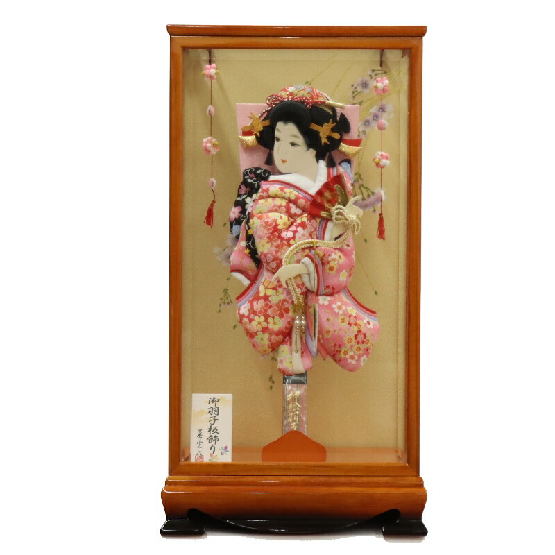 羽子板 ケース飾り しおり 15号 高さ63cm しおり 道成寺 王朝塗り 新栄華ケース (2025-ts041) 押絵振袖羽子板 ケース入り お正月飾り