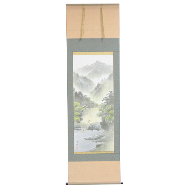 アウトレット品 掛軸縁起画 望郷彩遷 (筆者：中山) 高さ185cm (22a-ya-2380) インテリア ディスプレイ 見切処分品｜さくらソレイユ　店