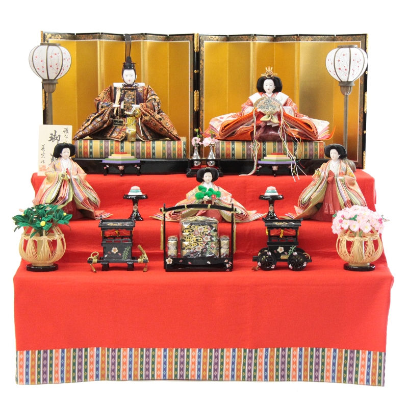 アウトレット品 雛人形五人三段飾り 五人飾りセット 草園 金沢箔セット 幅105cm (22a-ya-2886) インテリア ディスプレイ 見切処分品 64,900円