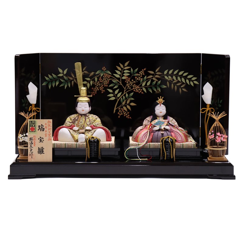 アウトレット品 雛人形親王 平飾り 木目込み雛 瑞宝雛 柿沼東光 幅71cm (22a-ya-2501) インテリア ディスプレイ 見切処分品｜さくらソレイユ　店