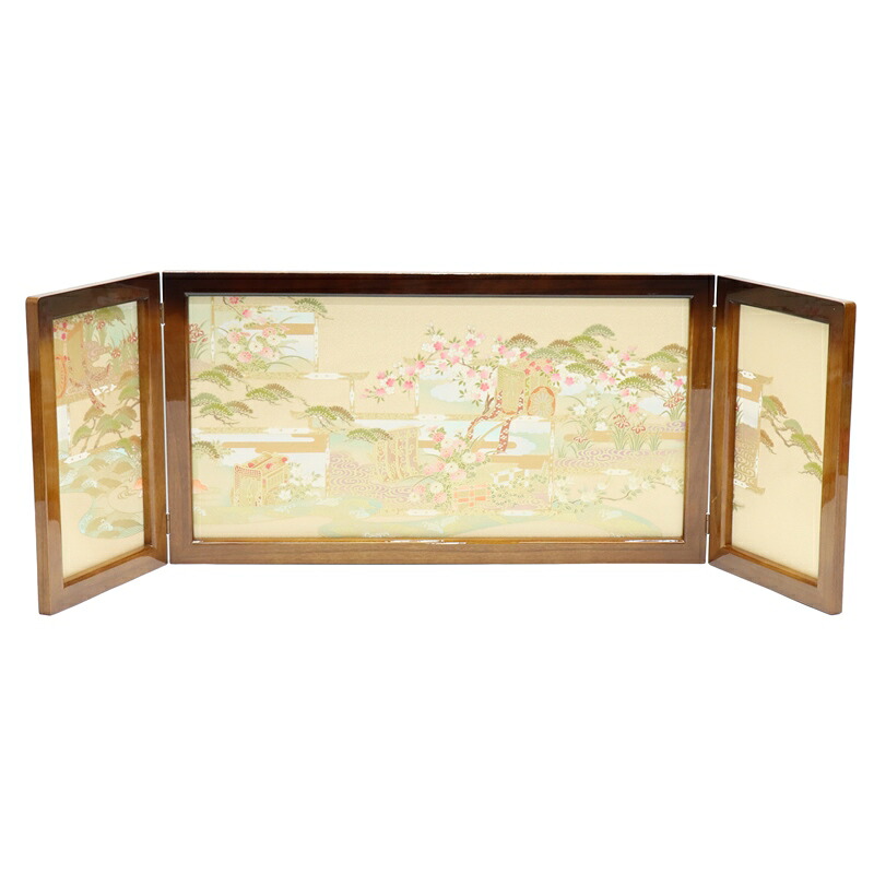 アウトレット品 雛人形 三月屏風 屏風のみ 16号 48A-1 塗桐Y(絵巻) 三曲屏風 飾り幅120～130cm (23a-ya-0081) インテリア ディスプレイ 見切処分品
