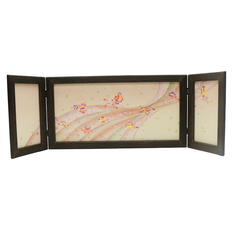 アウトレット品 屏風 屏風のみ 13号 三曲屏風 焼桐 のしめ 幅95~100cm (23a-ya-0226) インテリア ディスプレイ 見切処分品