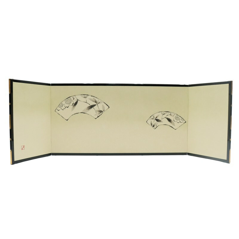 アウトレット品 屏風 屏風のみ 13号 本仕立 三曲屏風 扇緑ボカシ 幅100～105cm (23a-ya-0228) インテリア ディスプレイ 見切処分品