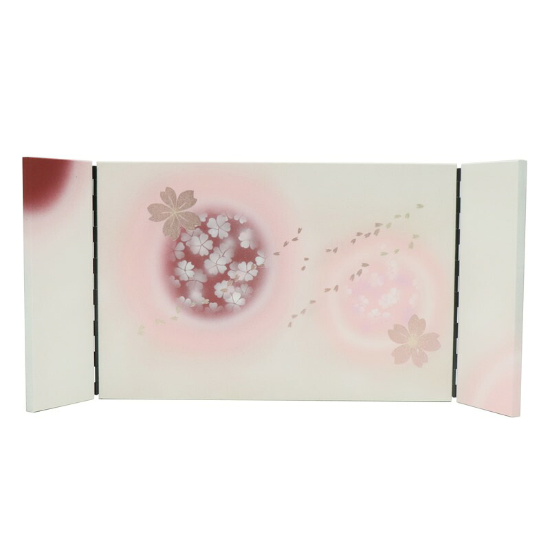 アウトレット品 屏風 屏風のみ 10号 三曲屏風 ほのか桜 ピンク 幅55～60cm (23a-ya-0260) インテリア ディスプレイ 見切処分品