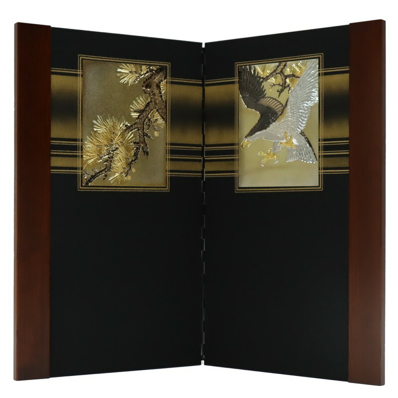 アウトレット品 屏風 屏風のみ 55cm 松鷹二曲屏風 幅50～55cm (23a-ya-0303) インテリア ディスプレイ 見切処分品