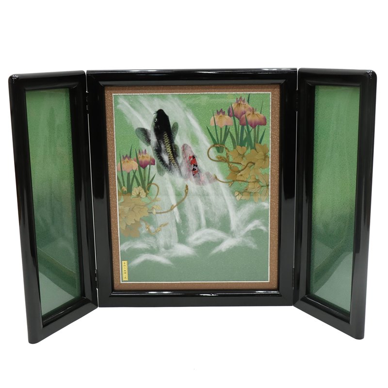アウトレット品 屏風 屏風のみ 20号 三曲屏風 鯉 UK-6200 25041 幅75～80cm (23a-ya-0400) インテリア ディスプレイ 見切処分品 29,054円