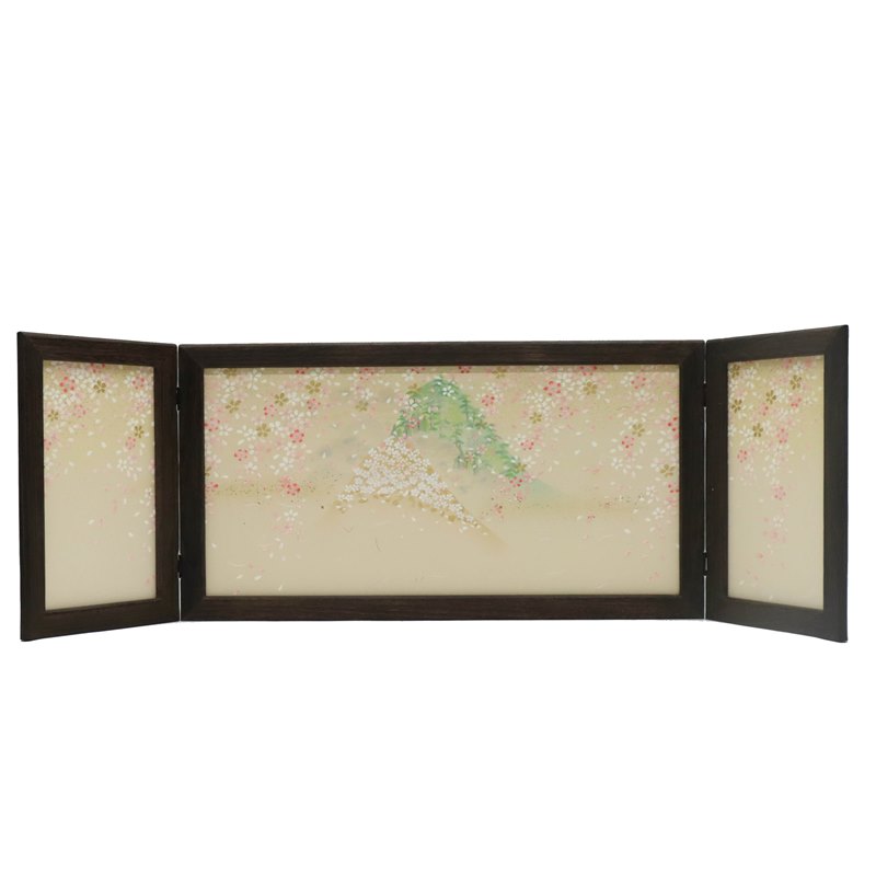 アウトレット品 屏風 屏風のみ 15号 三曲屏風 330515-15 喜桜 焼桐 幅115～120cm (23a-ya-0434) インテリア ディスプレイ 見切処分品