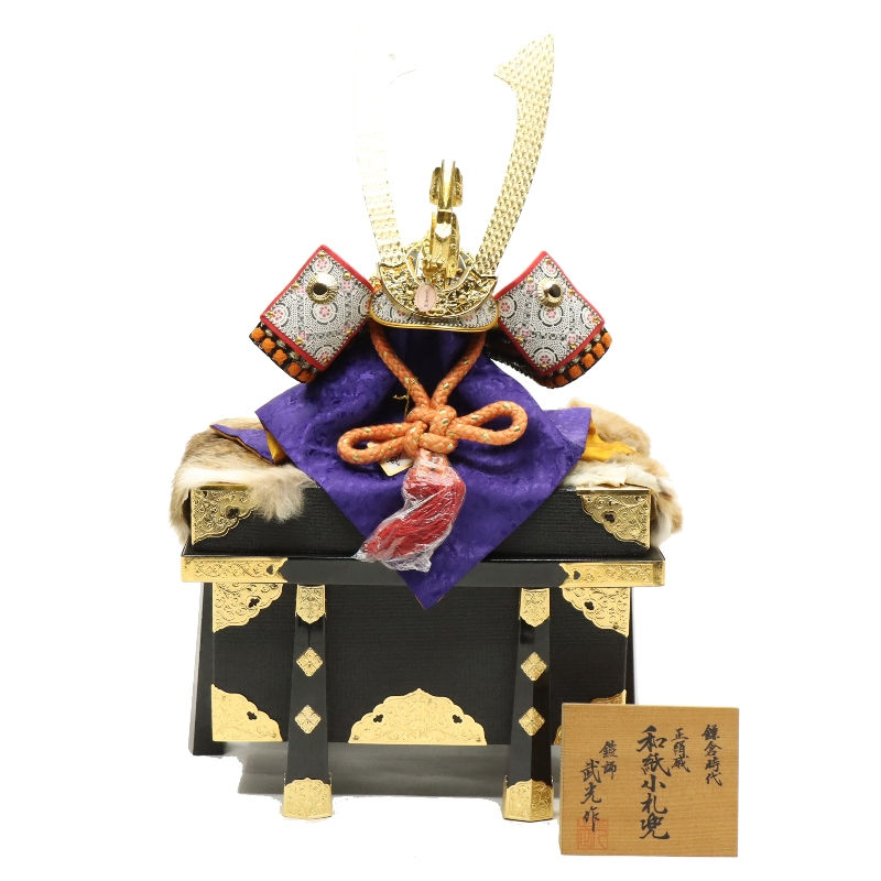 逃げ道品 五月あやつり人形 兜 単品飾りつけ 18号 限りない和紙小丸 櫃付き添い人 幅40糎 (24a-ya-0392) 室内装飾 見せびらかす 見切取り計らう品