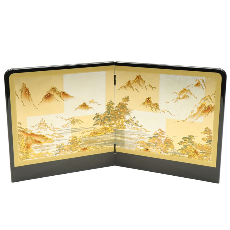 アウトレット品 屏風 単品 11号 金銀箔押 三曲屏風 秋山満開 飾り幅：55～60cm (24a-ya-0497) インテリア ディスプレイ 見切処分品