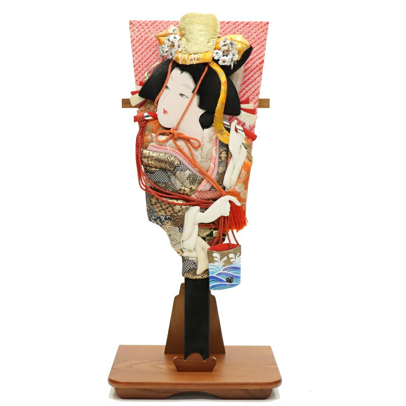 アウトレット品 正月飾り 羽子板 汐汲 23号 押絵羽子板 飾り台付 高さ57.5cm (24a-ya-0588) インテリア ディスプレイ 見切処分品