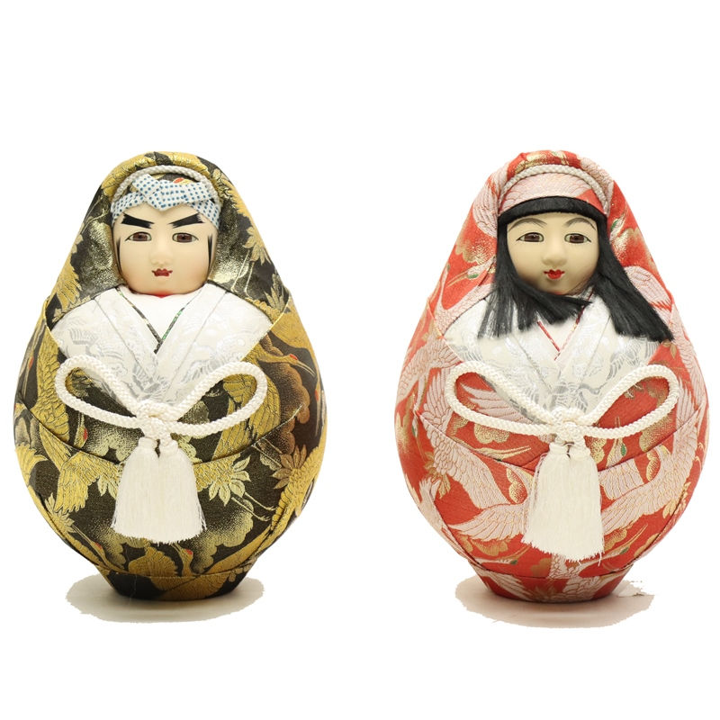 楽天市場】アウトレット品 民芸品 姫だるま 殿・姫ペア 4号 金襴 鶴柄