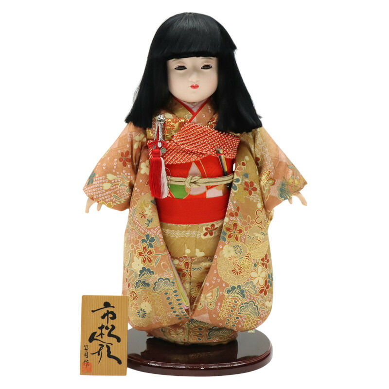 降車口品 雛人形 市松あやつり人形 13号 金彩 雪輪四季花 高さ47糎 (25a-ya-0071) 室内装飾 見せびらかす 見切取り計らう品