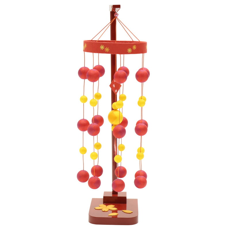 アウトレット品 雛人形 つるし飾り 大 つるしまり（和紙） 赤スタンド 高さ44cm (25a-ya-0442) インテリア ディスプレイ 見切処分品