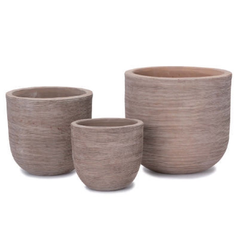 花・観葉植物用ポット テラトゥーブ ラウンド ホリゾン 3/SET/A L/M/S（LMS各1個入り計3個セット）ts-r37x3se [KTp285] L・M・Sセット ポットフィート付 （代引き不可）ホテル・オフィスビル・店舗 エクステリア インテリア