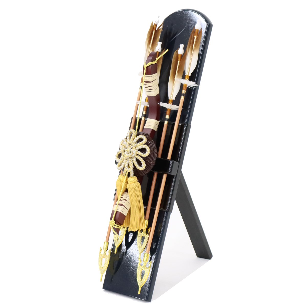 アウトレット品 正月飾り 破魔弓 10号 伏見 壁掛スタンド式 黒塗り 高さ49cm 見切処分品 インテリア ディスプレイ|さくらソレイユ 店