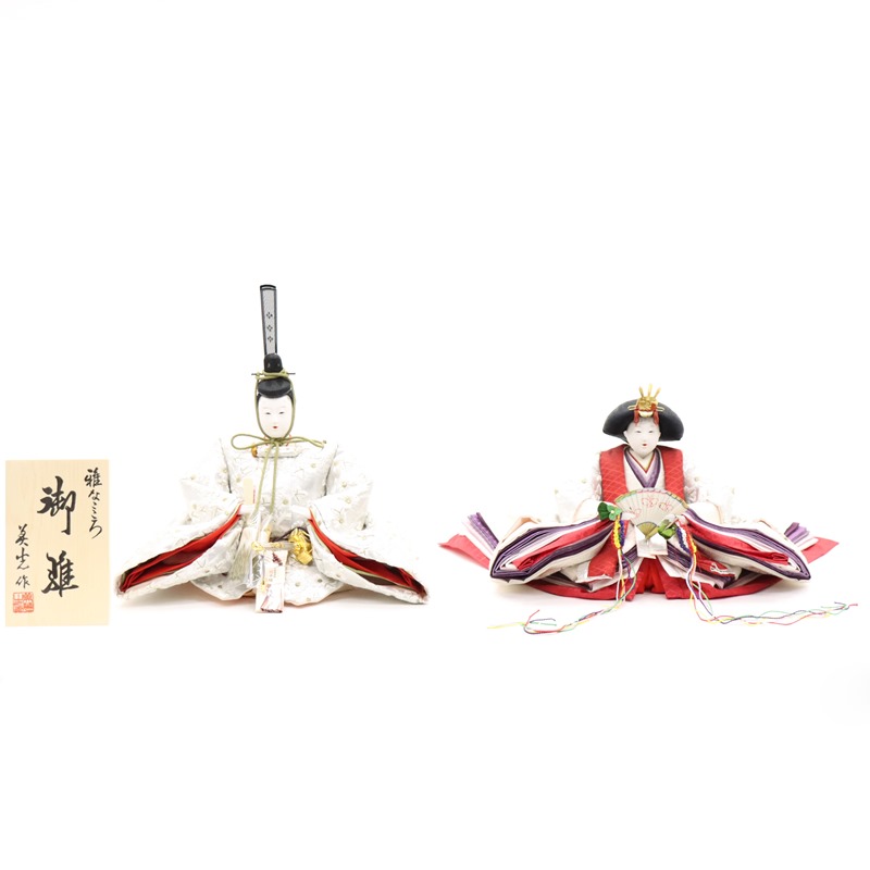 アウトレット品 雛人形 親王単品 総刺しゅう 京八番 殿、姫：銀系衣裳 2人 (26a-ya-0586) インテリア ディスプレイ 見切処分品
