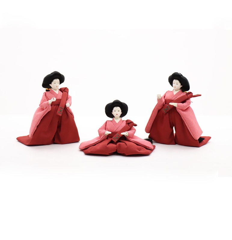 アウトレット品 雛人形 官女単品 三白 芥子 赤系衣裳 三人官女 (26a-ya-0609) インテリア ディスプレイ 見切処分品