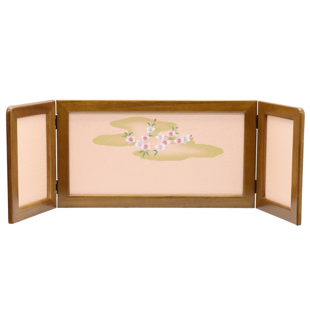 アウトレット品 屏風単品 三曲屏風 10号 薄桃色 かすみに桜 レトロ アートスタンド 幅85cm (26a-ya-0873) インテリア ディスプレイ 見切処分品 6,745円