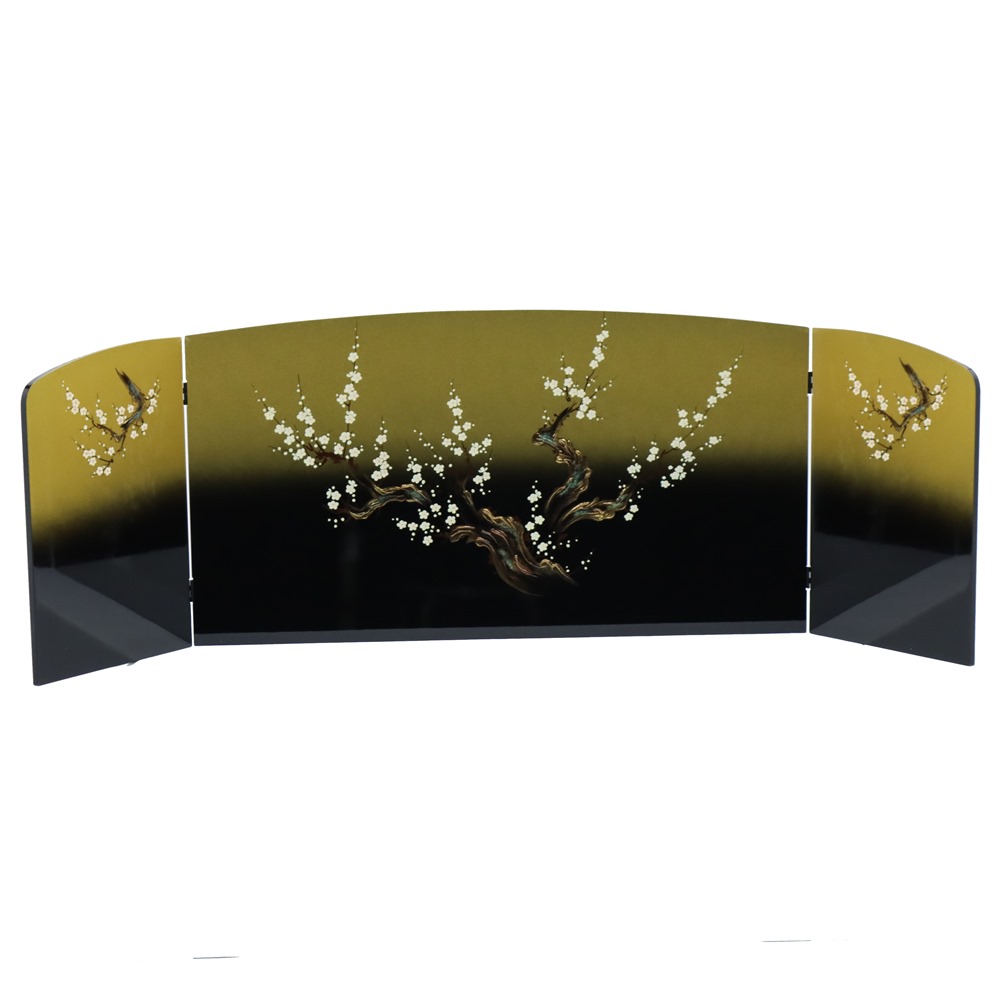 アウトレット品 屏風単品 三曲屏風 15号 金ぼかし 白梅 レトロ アートスタンド 幅120cm (26a-ya-0927) インテリア ディスプレイ 見切処分品 15,444円