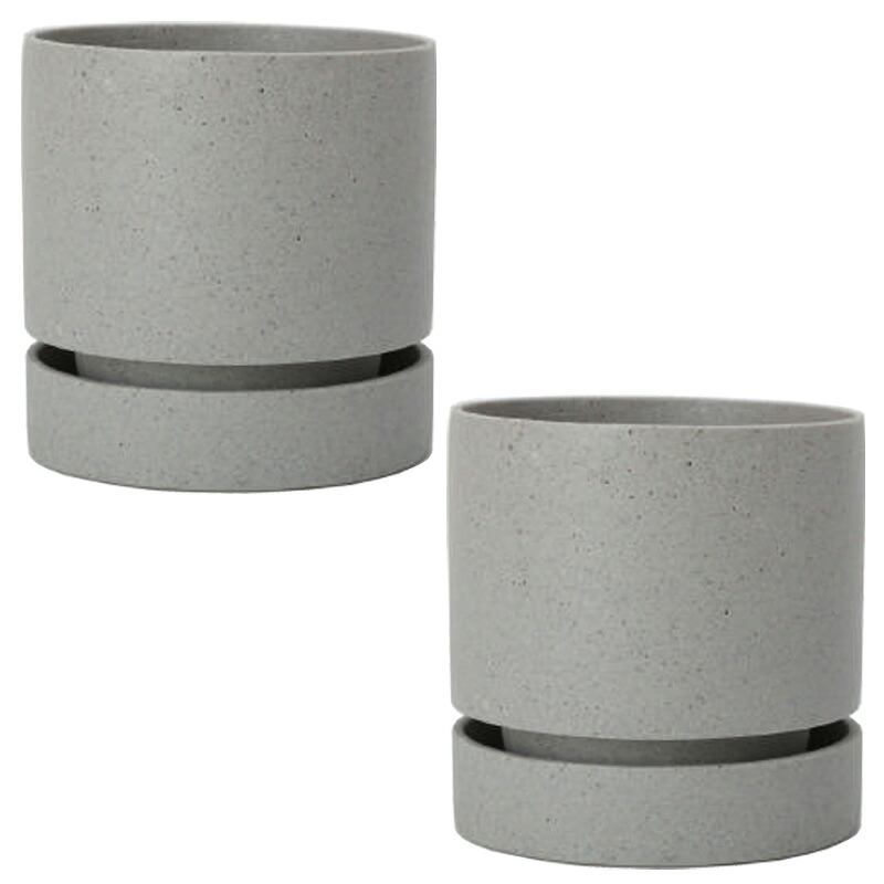 花・観葉植物用ポット エルミ 17 H Polystone POT （2個入り） 18007 底穴あり 受皿付き MIRAKANA 小型ポット インテリア ディスプレイ【MIRAKANA】花・観葉植物用ポット エルミ 17 H Polystone POT （2個入り） 18007｜さくらソレイユ　店