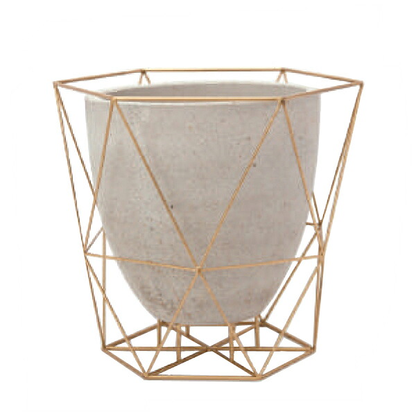 花・観葉植物用ポット ワイヤーフロートポット 40 ゴールド/セメント Ceramic POT （1個入り） 43019 防水インナー付属 MIRAKANA 大型ポット【MIRAKANA】花・観葉植物用ポット ワイヤーフロートポット 40 ゴールド/セメント Ceramic POT （1個入り） 43019｜さくらソレイユ　店 11,550円