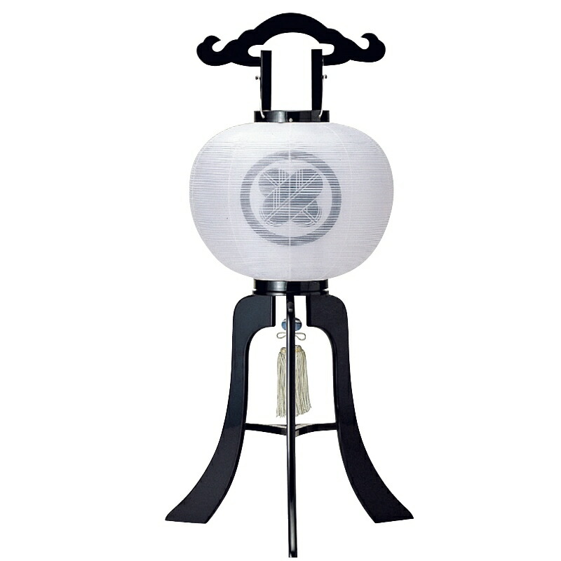 盆提灯 岐阜提灯 置き提灯 家紋入 行灯 10号 漆黒 高さ83cm (12155) 水雷球 電気コード式 初盆 新盆 お盆|さくらソレイユ 店