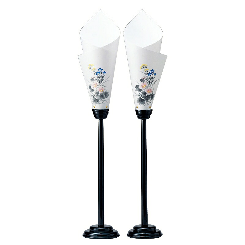 盆提灯 岐阜提灯 置き提灯 霊前灯 法明灯3号 絵入 2個セット 高さ110cm (4393) 水雷球 電気コード式 初盆 新盆 お盆|さくらソレイユ 店