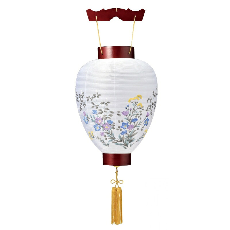 盆提灯 岐阜提灯 吊るし提灯 御所提灯（壺型） 別上桜 長さ46cm (5310) 簡易LED コードレス 初盆 新盆 お盆｜さくらソレイユ　店