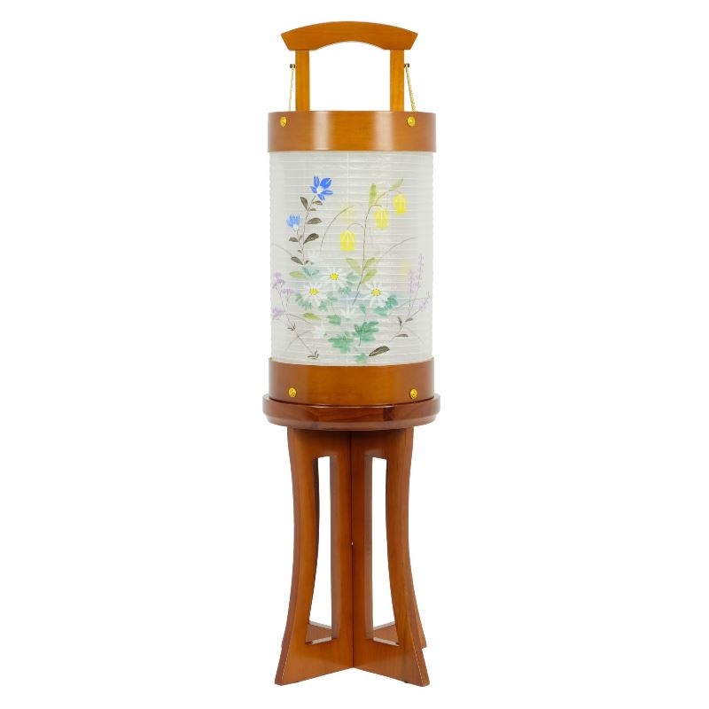 盆提灯 八女提灯 創作提灯 愁霊燈 ゆらぎ絹二重絵入 6号 高さ70cm 置き提灯 電気コード式 初盆 お盆 法事 法要 23,010円