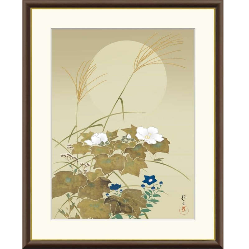 額絵 酒井抱一 秋草に螽斯図 f8・f6・f4サイズ 日本の名画シリーズ Hoitsu gk-a5-j2083（p104） （J2-083） （代引き不可） 日本画 インテリア