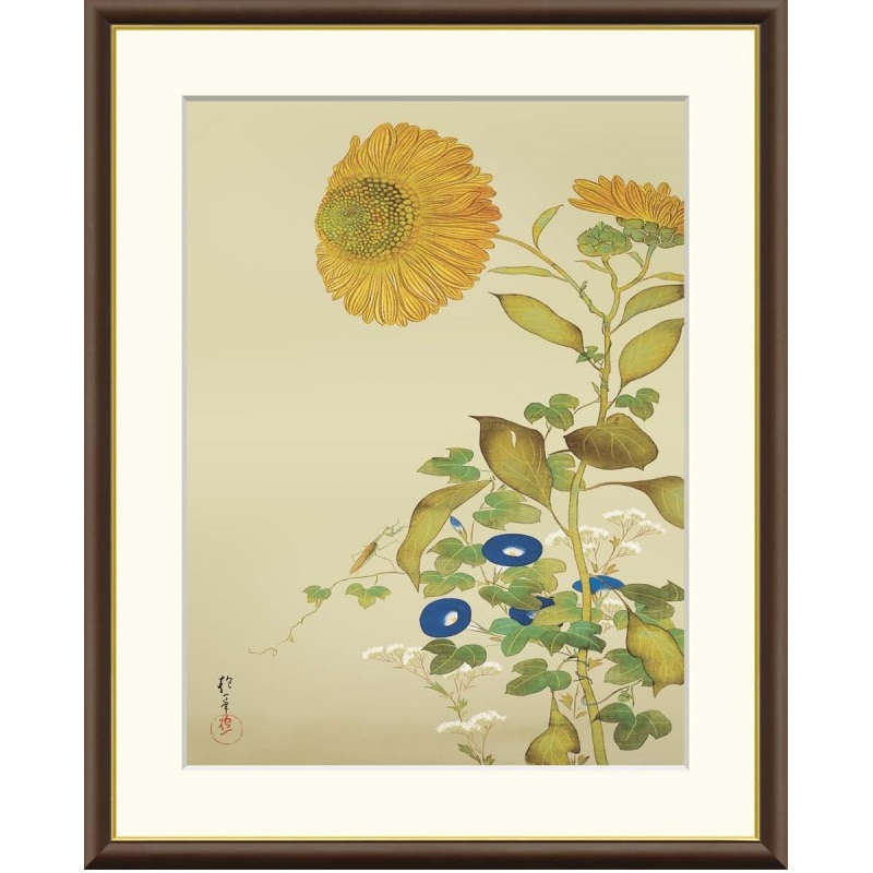 額絵 酒井抱一 向日葵、朝顔、藤袴、蟷螂 f8・f6・f4サイズ 日本の名画シリーズ Hoitsu gk-a5-j2086(p105) (J2-086) (代引き不可) 日本画 インテリア