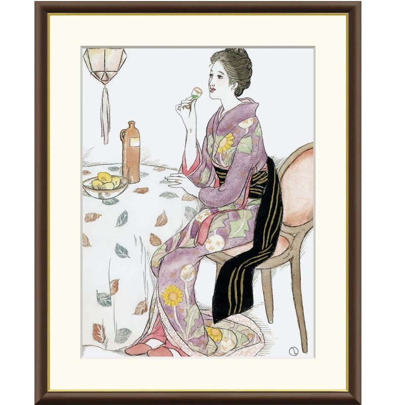 【真作】竹久夢二　長崎十二景「青い酒」300部限定番号入り版画　日芸版画院制作 真作】竹久夢二 長崎十二景「青い酒」300部限定番号入り版画 日