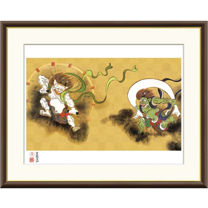額絵 尾形光琳 風神雷神図 f8・f6・f4サイズ 日本の名画シリーズ Korin gk-a5-j2141（p116） （J2-141） （代引き不可） 日本画 インテリア｜さくらソレイユ　店