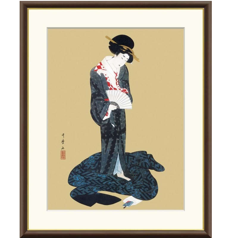 額絵 喜多川歌麿 更衣美人図 f8・f6・f4サイズ 日本の名画シリーズ Utamaro gk-a5-j2147（p117） （J2-147） （代引き不可） 日本画 インテリア