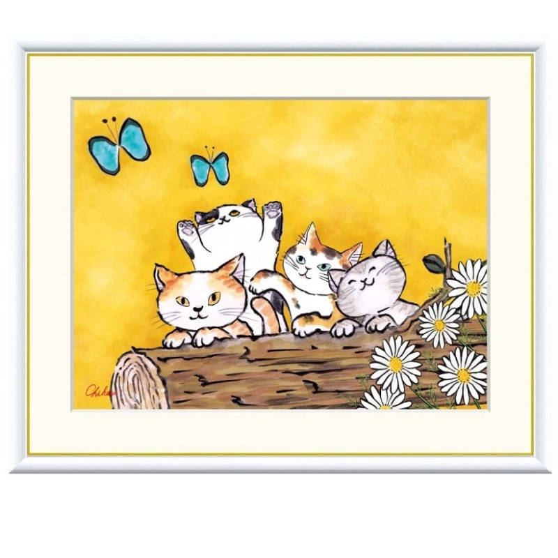 額絵 千春 幸福のねこ f8・f6・f4サイズ しあわせのねこ Chiharu gk-a5-j3b007（p53） （J3-B007） （代引き不可） 現代アート インテリア｜さくらソレイユ　店