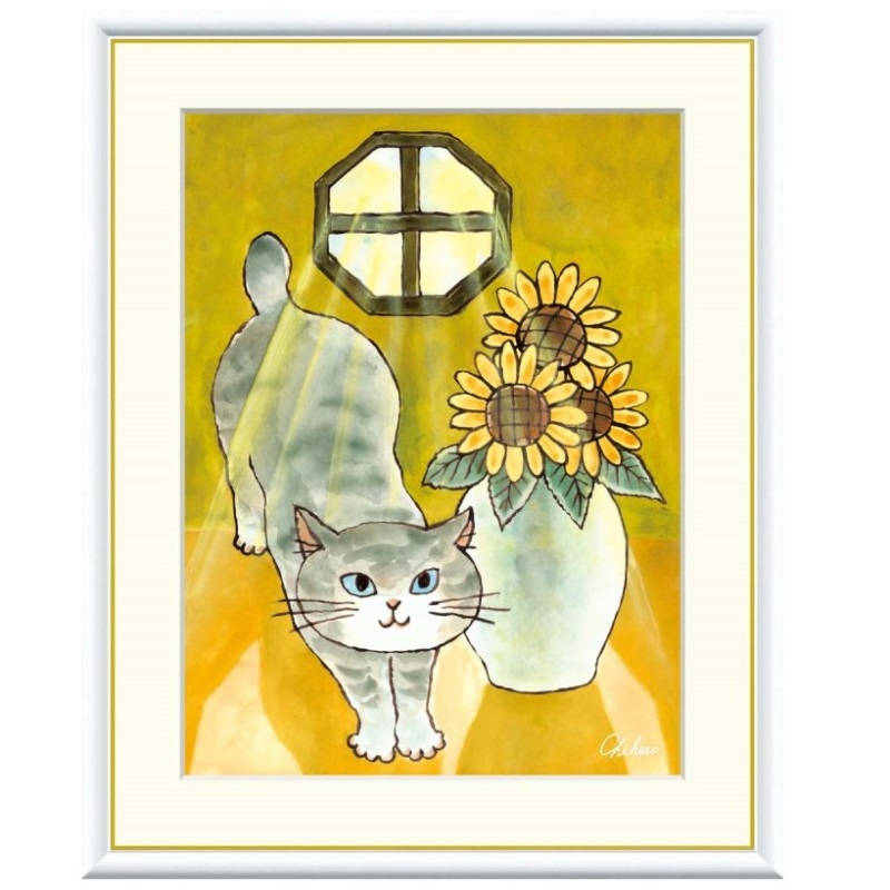 額絵 千春 ほのぼのねこ f8・f6・f4サイズ しあわせのねこ Chiharu gk-a5-j3b010（p53） （J3-B010） （代引き不可） 現代アート インテリア｜さくらソレイユ　店