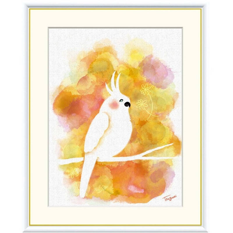インコ 絵画 手描き 大型 額縁 インコの似顔絵【水彩画/額付き】 絵画 chokotto* 通販 8300572