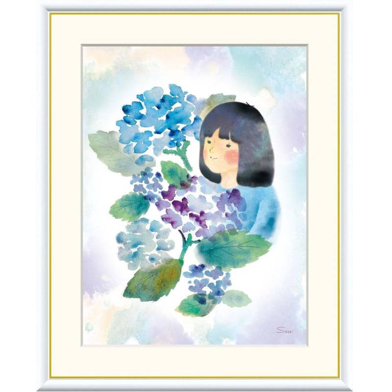 額絵 榎本早織 紫陽花と少女 f8・f6・f4サイズ 彩りの世界 Saori gk-a5-j3q007（p77） （J3-Q007） （代引き不可） 現代アート インテリア