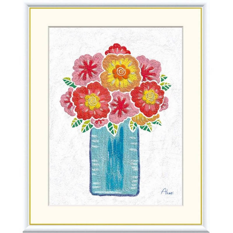 額絵 春田あかり 赤い花の花瓶 f8・f6・f4サイズ Pleasant Plants ～愉快な植物たち～ Akari gk-a5-j3s007（p81） （J3-S007） （代引き不可） 現代アート インテリア