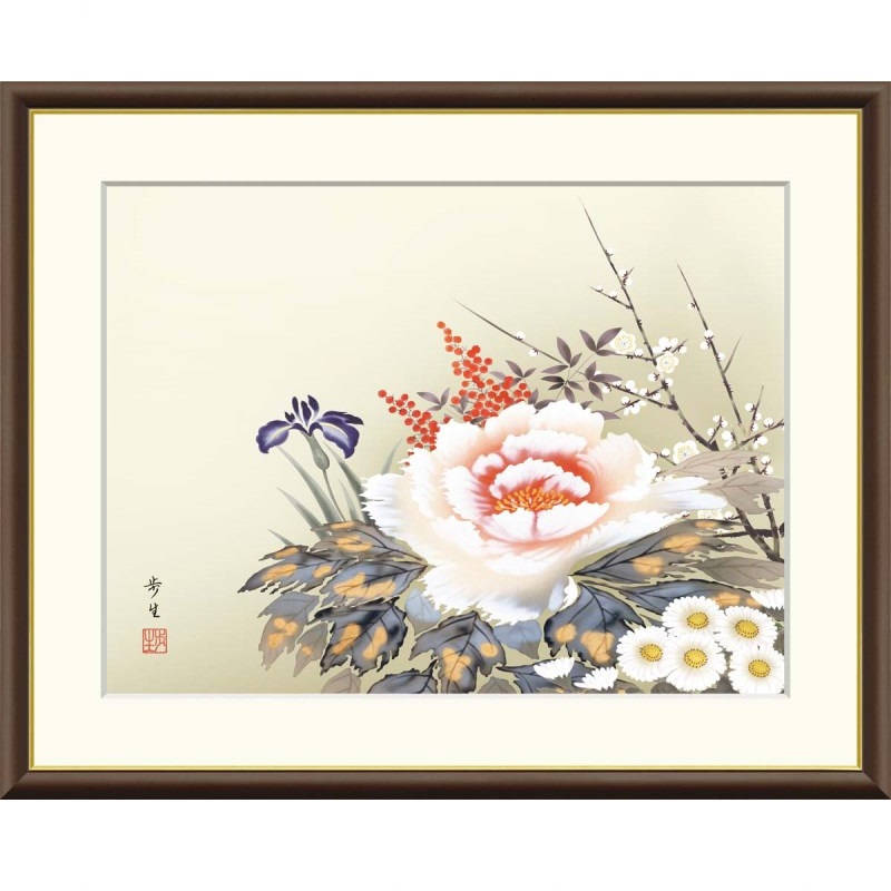 額絵 北山歩生 四季花 f8・f6・f4サイズ 現代日本画シリーズ 花鳥画 年中飾り gk-a5-j4b002（p148） （J4-B002） （代引き不可） 日本画 インテリア｜さくらソレイユ　店