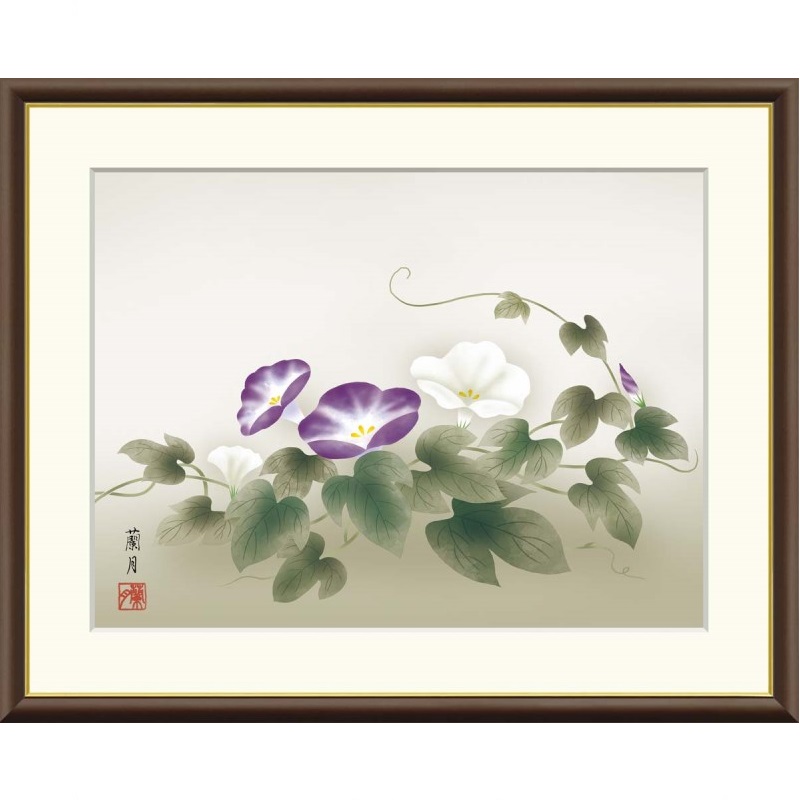 額絵 吉井蘭月 朝顔 f8・f6・f4サイズ 現代日本画シリーズ 花鳥画 夏飾り gk-a5-j4b024（p152） （J4-B024） （代引き不可） 日本画 インテリア｜さくらソレイユ　店