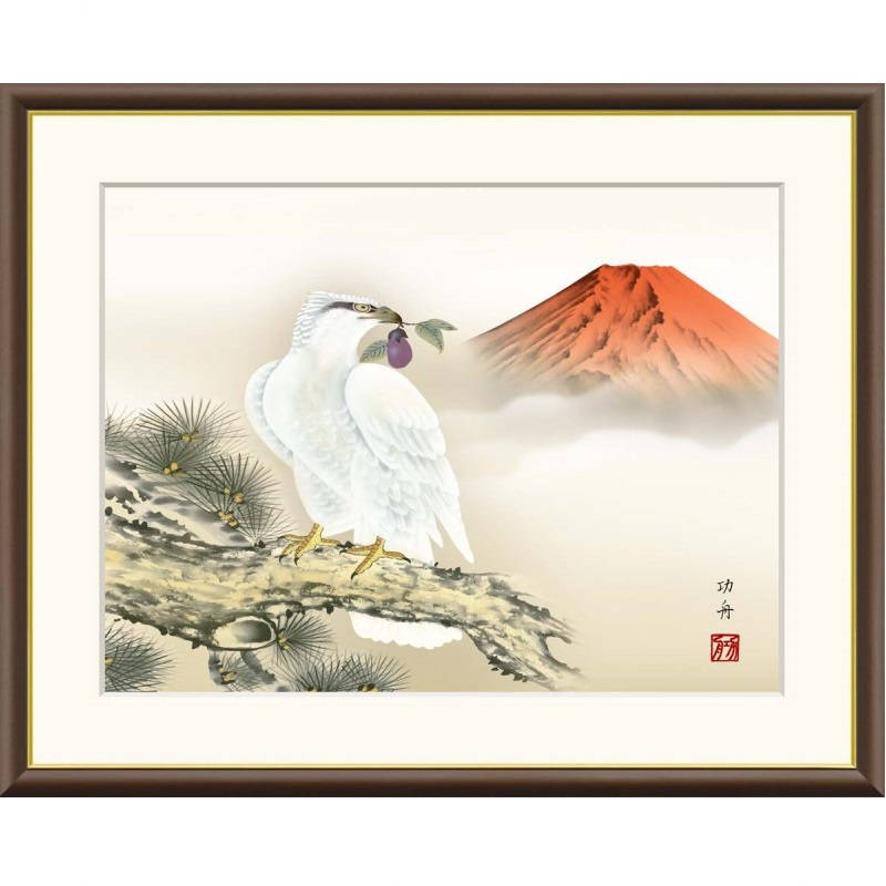 絵画　アクリル絵　額縁　キャンバス　鷹 円形キャンバス アクリル画 まん丸の円形キャンバスを、立体額に