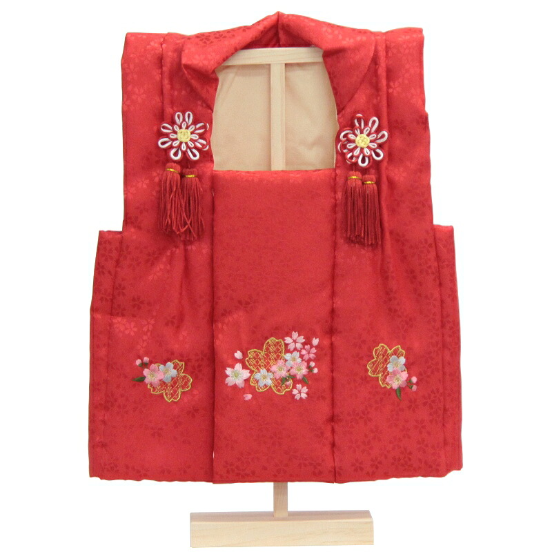 被布着 赤 桜刺繍 [1～3才用] エリ丈43cm fz-aka スタンド付き 被布コート 雛人形 初節句 七五三 ひな祭り 6,916円