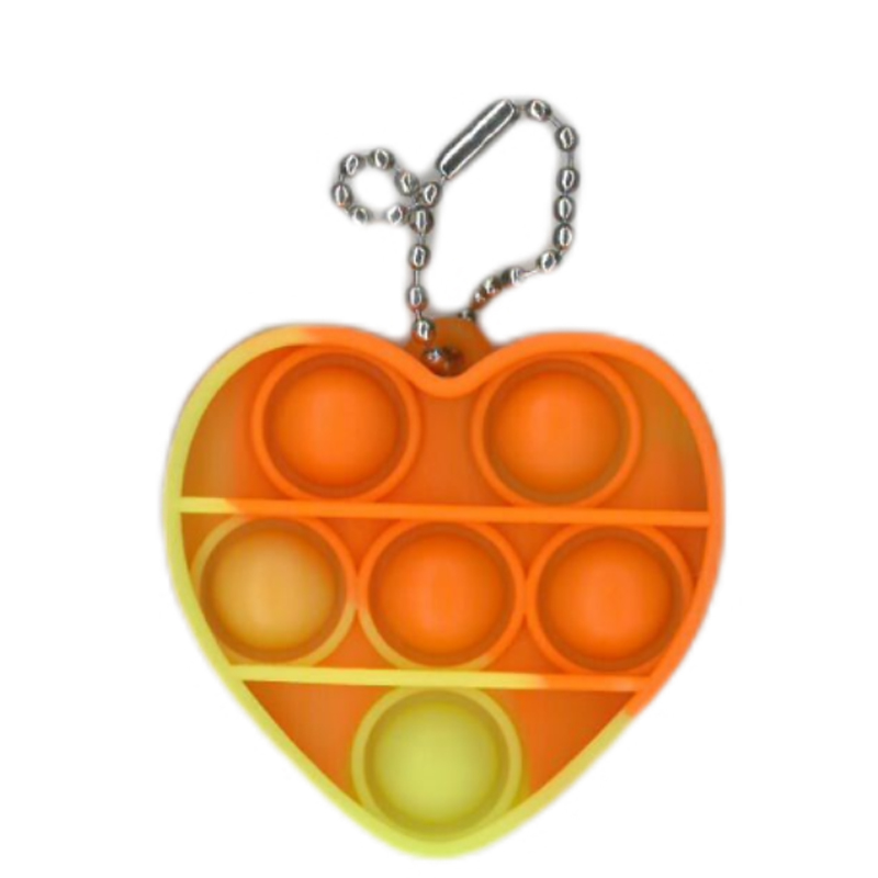 キッズ おもちゃ プッシュポップキーホルダー ミニ バブル ハート3 pu-he-15 HEART ORANGE オレンジ系画像