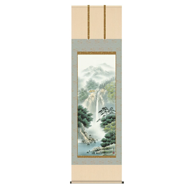 掛軸 年中飾り山水画 彩色山水 幽山渓谷 尺五 鈴村秀山 [KZ2B1-N049](代引き不可) 19,617円