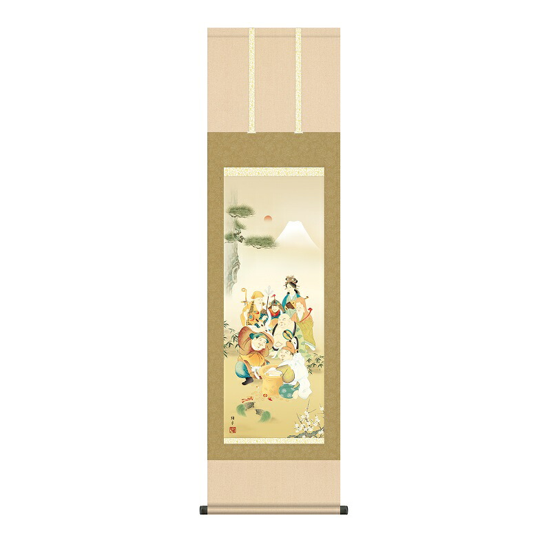 掛軸 慶事飾り縁起画 七福神 尺三 鵜飼雄平 [KZ2MD1-038](代引き不可)